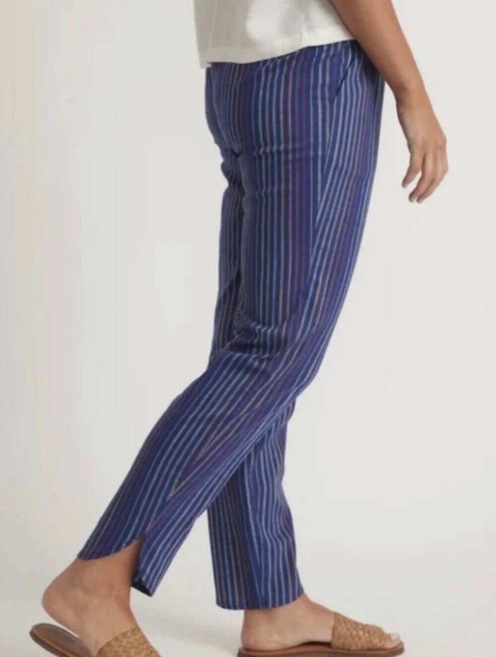 Marine Layer Blue Rainbow Striped Tencel Lyocell Casual Pull-On Pants Medium